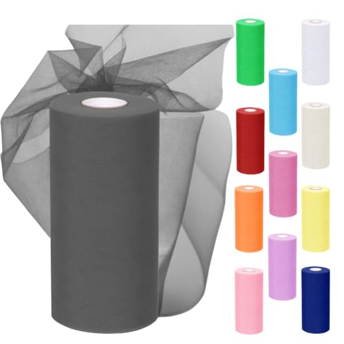 Rouleau de tissu en tulle, 30 cm x 91,5 m, en organza pour mariage, fête, tutu (gris)