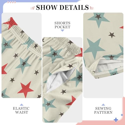 ZZXXB Stars Print Boys Long Pants Soft Trousers Elastic Waist Kids Lounge Bottoms with Pockets S-XL4