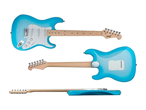 image for Monoprice Cali Classic Electric Guitar - Blue, 6 Strings, Double-Cutaw