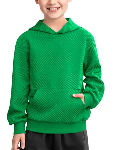 Haloumoning Boys Fashion Texture Hoodies Kids Hooded Long Sleeve Pullover Sweatshirts with Pocket 5-14 years