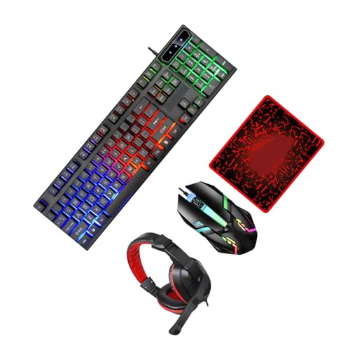 Teclado y ratón Alipis con auriculares: diseño ergonómico y teclas ABS antidesgaste