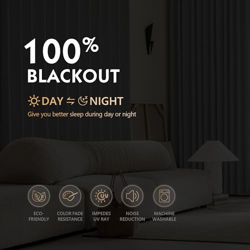 Image of FMFUNCTEX 100% Dark Grey Blackout Patio Sliding Glass Door Curtains 84 inch Length, Grommet Extra Wide Living Room Divider Curtains, Thermal Insulated Curtain Drapes for French Door /Bedroom 1 Panel