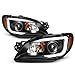 AKKON - For 2006-07 Subaru Impreza LED Daytime Running Lamp Strip Projector Headlights Black Housing Clear Lens Full Set