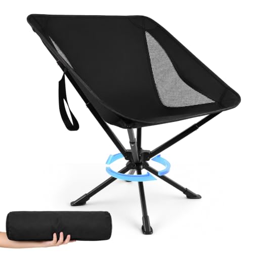 Silla de Camping Giratoria 360°, Asiento Plegable Portátil con Bolsa de Transporte miniatura 1