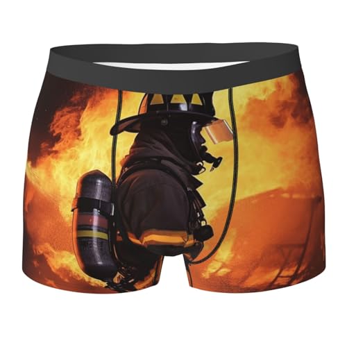 HJRT Boxer pour homme doux et respirant évacuant l'humidité - Boxer extensible pour homme - Pompier - Flamme, Noir , XL