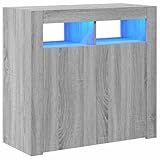 vidaXL Credenza con Luci LED Grigio Sonoma 80x35x75 cm