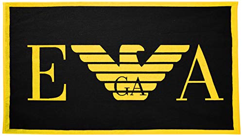 Emporio Armani Underwear 9P445 Asciugamano da Spiaggia, Nero/Giallo, 170 x 100 cm Uomo