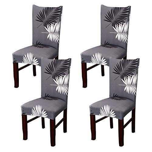 Coverurz Premium Stretch Fit Removable, Washable Spandex Dining Chair Covers, Seat Protector Slipcover for Dining Room, Hotel, Ceremony, Banquet and Wedding and Party (Grey)