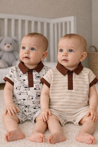 Image of TuddyBuddy 100% Cotton Romper /Jumpsuit /Bodysuit Set for Baby (Pack of 2 Playsuits)