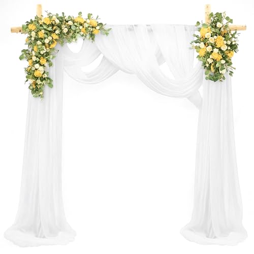 VOSSOT 2 cortinas de tule de cor branca, para casamento, arco de casamento, chiffon, cortinas, decoração, 75 x 600 cm, cortinas de pano de fundo para arco de casamento, cerimónia, fotografia, festa