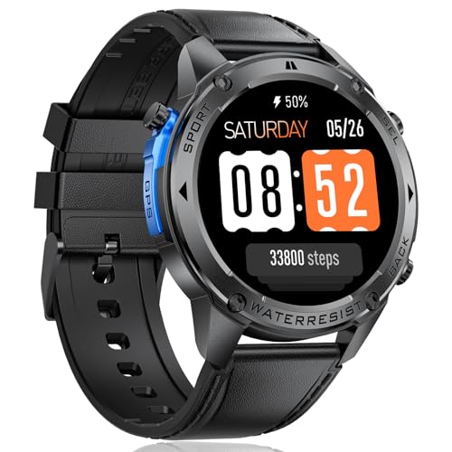 ESFOE DM2 Militar Reloj Inteligente Hombre GPS,1.43 AMOLED Smartwatch Hombre con 5ATM&IP69K Impermeable,45 Días Larga Batería,Altitude y Brújula,170+Deporte Modos Smartwatch con Llamadas Bluetooth