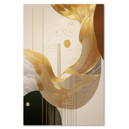 Impresión en lienzo abstracto dorado moderno de alta definición y 50x70 cm sin marco