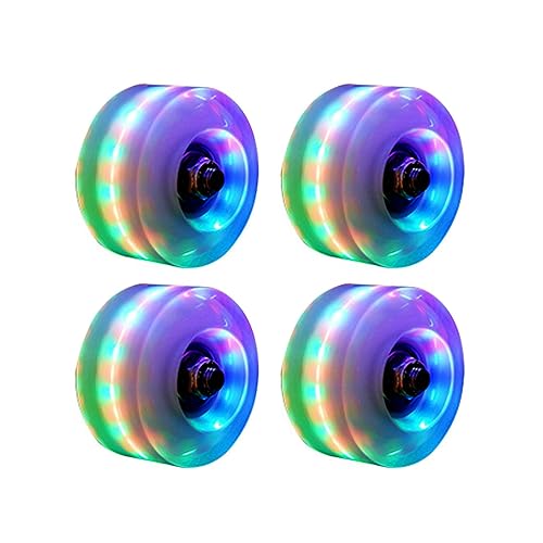MOVKZACV 4 ruedas de repuesto para patines de ruedas, ruedas LED luminosas para patinaje de cuatro ruedas, accesorios para patines de ruedas para exteriores e interiores, unisex (luz colorida)