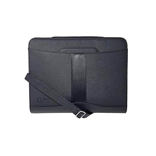 ImpecGear Briefcase Padfolio 3- Ring Binder, File Divider Organizer W/Smart Handle. (FAUL LEATHER-BLACK 1.5" RING-DC3063)