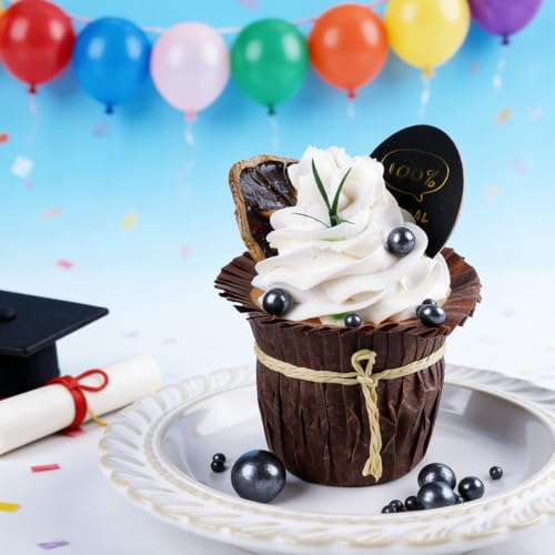 Image of Black Sprinkles for Cake Decorating, 4 Sizes Edible Pearl Sugar 130g /4.6oz, Cupcake, Ice Cream, Donuts, Macaron Toppings Supplies (2mm, 4mm, 7mm, 1cm) (Black)