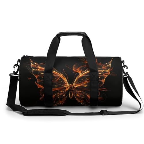 Sac de voyage grande capacité papillon de feu en toile blanche pour sport et yoga 45cm