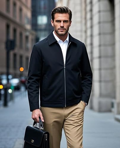 EKLENTSON Mens Lightweight Jackets Full Zip Laydown Collar Golf Light Windbreaker Jackets with Zip Pockets3