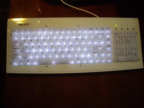 Illuminated Glowing White USB Keyboard for MAC & PCs- Luminescent Illuminated - Glows in The Dark - White Keyboard