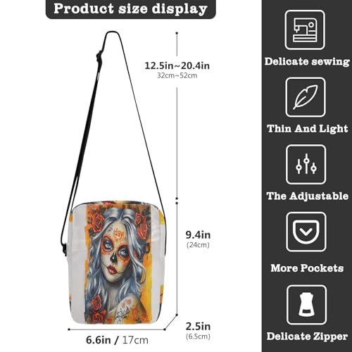 Mexican Sugar Skull Girl1 messenger bags cross body bag Cross Body Purses Adjustable Strap for outdoor sports School3