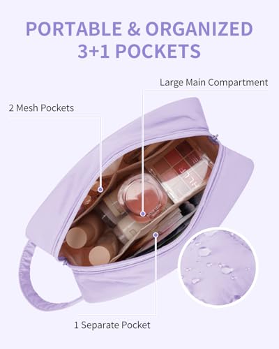 Image of Narwey Quilted Makeup Bag Puffy Make up Bag Cosmetic Bag Organizer, Puffer Travel Toiletry Bag for Traveling Women Girl, Travel Bag for Toiletries, Skincare Medicine Bags (Purple)