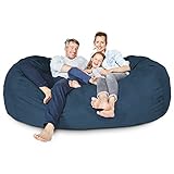 Lumaland Luxurious 7ft Giant Bean Bag Chair with Microsuede Cover - Ultra Soft, Foam Filled and Washable XXL Bean Bag for Teens, Adults, Pets - Accessory for Dorm, Living Room, House - Navy Blue