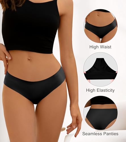 Image of DEANGELMON Seamless Underwear for Women No Show Bikini Panties Comfortable Stretch Invisible Ladies Hipster Briefs
