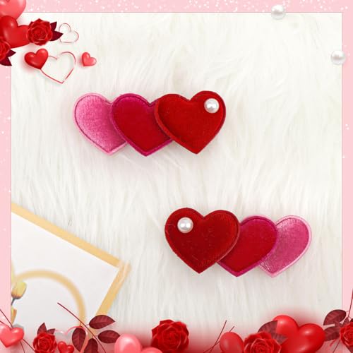 2 Piezas Pinzas para el Cabello de Corazón de Terciopelo para Niñas Accesorios Rojos para el Día de San Valentín miniatura 7