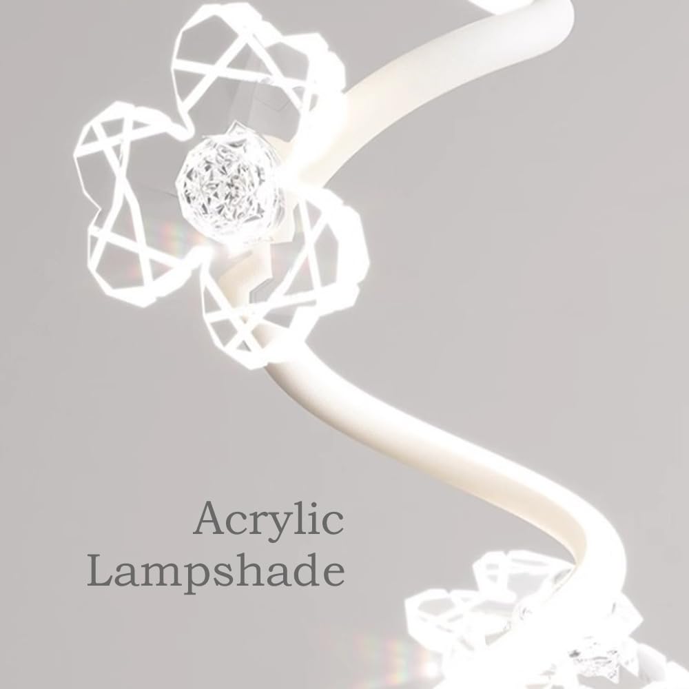 Liniowa spiralna lampa wisząca, ultracienka metalowa lampa wisząca z akrylowym kloszem w kształcie kwiatu, dekoracyjne lampy wiszące przy łóżku, nowoczesna lampa LED Chaner - 18 W - 3 tryby kolorów