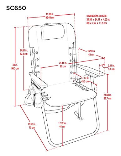 Rio Gear 4-Position Hi-Boy Backpack Beach Chair -Aluminum, Stripe #TOP6