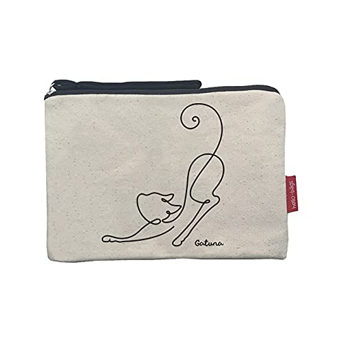 Hello-Bags. Trousse de Toilette / Sac à Main. Extérieur : Coton 100%. avec Fermeture éclair et Doublure intérieure. Inclue Une enveloppe Kraft de Cadeau. « GATUNA ». Écru. 23 x 15,5 cm Cover