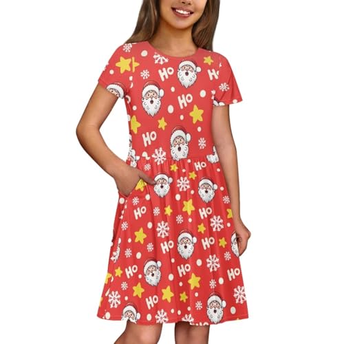 Image of Short Sleeve Dress for Girls with Pockets Cute Toddler Girl Clothes Summer 2-12
