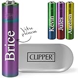 KDO MAGIC   Clipper personnalisé   Briquet en métal dégradé gravé avec Un prénom   Boite Coffret Cadeau   Plusieurs Coloris (ICY)