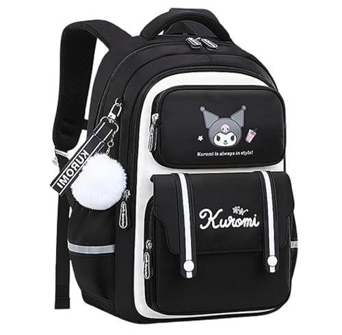 Many Rainbows Kuromi Mochila de desenho animado japonês mochila escolar bolsa de viagem - preta, Preto, 38 x 29 x 12cm, Casual