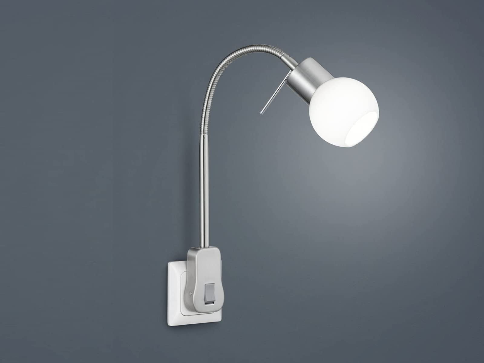 Trio Leuchten LED Steckerspot 891770107 Fred, Metall Nickel matt, Glas weiß, inkl. 1 x G9 3.5 Watt, Switch Dimmer, 20 x 4.7 x 40 cm