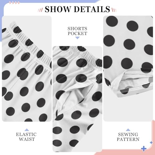 ZZXXB White and Black Polka Dot Boys Long Pants Soft Trousers Elastic Waist Kids Lounge Bottoms with Pockets S-XL4