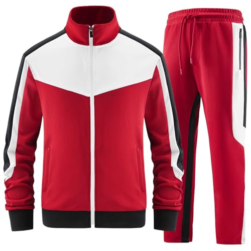 ANOTWENER Mens Casual 2 Piece Tracksuit Sets Long Sleeve Full Zip Jacket and Sweatpants Sweatsuit Outfits