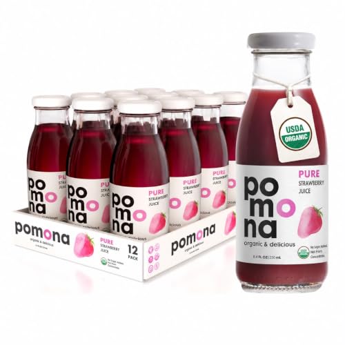 Pomona Organic Pure Strawberry Juice, No Sugar Added, 12-pack