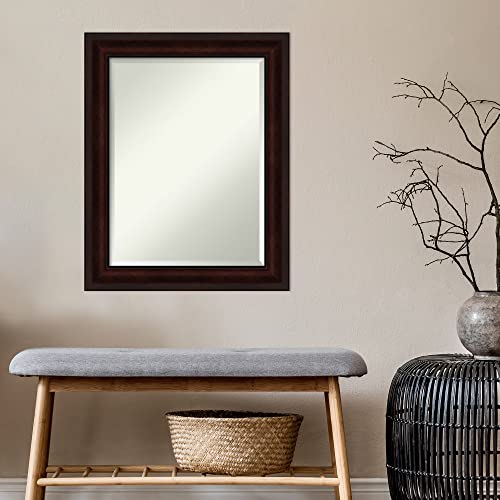 Image of Amanti Art Framed Vanity Mirror | Bathroom Mirrors for Wall | Coffee Bean Brown Mirror | Wall Mounted Mirror | Medium Mirror | 29.25 x 23.25 in.
