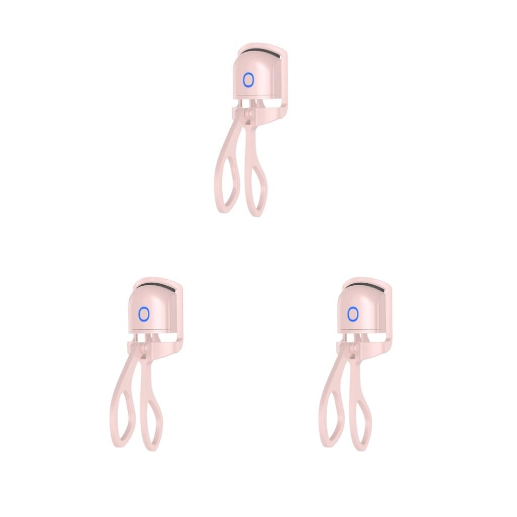Juego de 3 rizadores de pestañas portátiles con calefacción tipo C, recargable, herramienta de calentamiento rápido, mini rosa