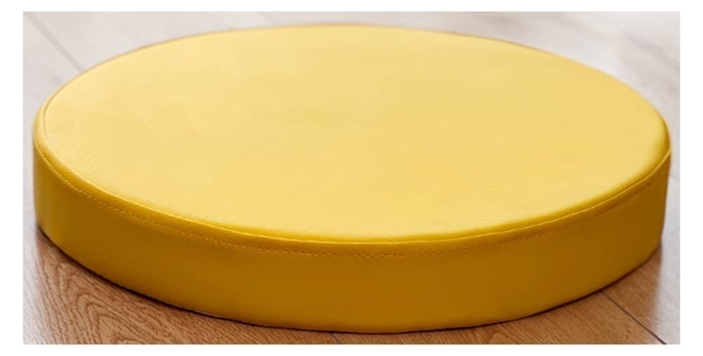 GHJL Round Thick Seat Cushion, Leather Floor Cushion,Waterproof Chair Cushion,Japanese Round Cushion For Living Room Bedroom Patio Tatami (Color : Yellow, Size : 45 * 45 * 5cm)