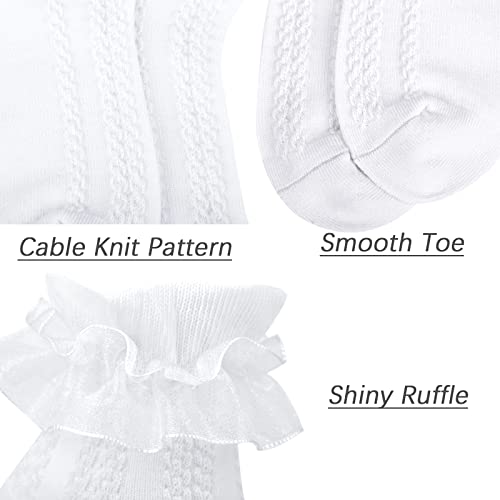 Mini angel Girls Ruffle Socks Frilly Lace Socks Princess Dress Socks for Toddler Kids Girls 3/6 Pairs2