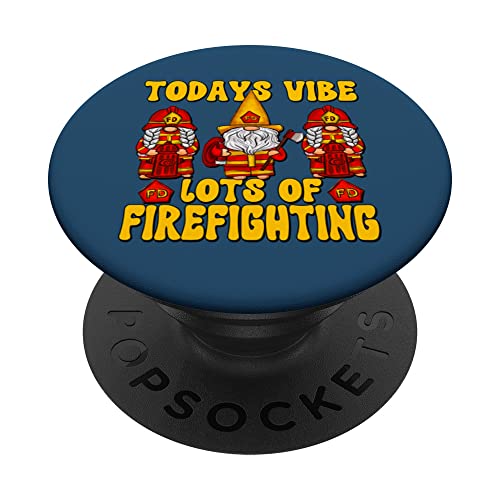 Funny Fireman Accessories Three Gnomes For Firefighter Mom PopSockets Swappable PopGrip, Black
