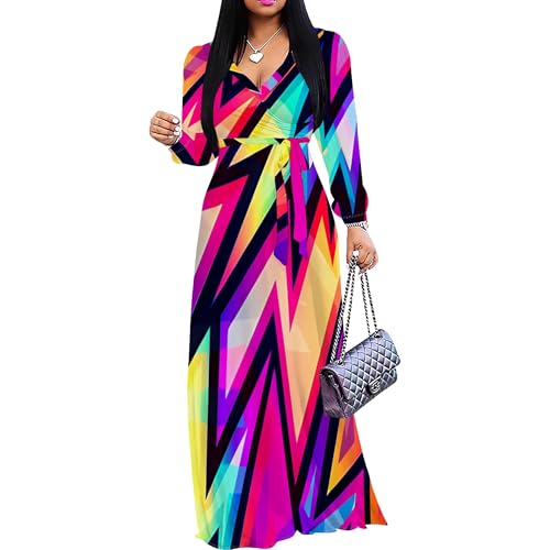 Women's Fall Fashion Popular Style Multicolor Print Sexy Club Maxi Dress  Casual V-Neck Long Drop Waist Smocked Party Dresses at Amazon Women's  Clothing store