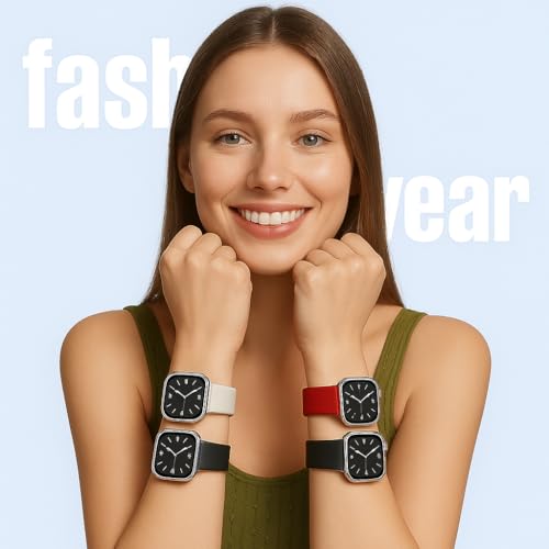 Image of MINX Soft Silicone Strap Compatible with Apple Watch 38mm /40mm /41mm /42mm /44mm /45mm /46mm /49mm Series 1-11 & Ultra | Durable, Adjustable & Comfortable | Combo Pack