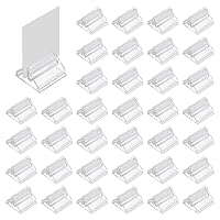 SYEYCW 36 Pcs Acrylic Card Stands, 1.9 x 1.3cm Transparent Table Sign Stands, Plastic Board Game Pieces Card Holders, Photo Holders for Tables, for Wedding Cards, Photos, Memos, Pictures Display