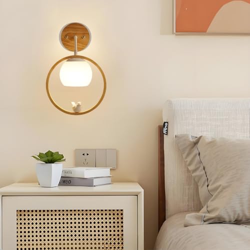 NOCHX Moderno Lámpara Colgante E27 Altura Ajustable Cocina Isla Contemporánea Cilindro Colgante Iluminación Lámpara De Pared Vidrio Blanco Colgante Luz Colgante Para Dormitorio Hotel Comedor(Wall lamp