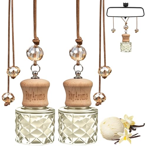 Image of RoyAroma 2 Sets Car Air Freshener Diffuser for Essential Oils (transparent, Vanilla Cream)