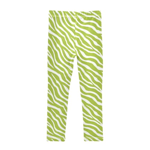 Green Zebra Pattern Girls Leggings Kids Yoga Pants Athletic Tights Pants 4-10 Years2