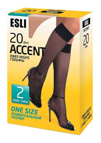 Conte/Esli Accent 20 Den - Thin Knee-Highs For Women - 2 Pairs (Pack) (8С-3СПЕ) Melone (Natural) One Size3