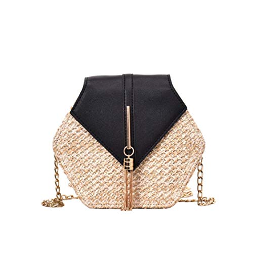 Auppy cross-body-handbags - Bolso al hombro de Paja para mujer Negro Negro ( talla única Cover